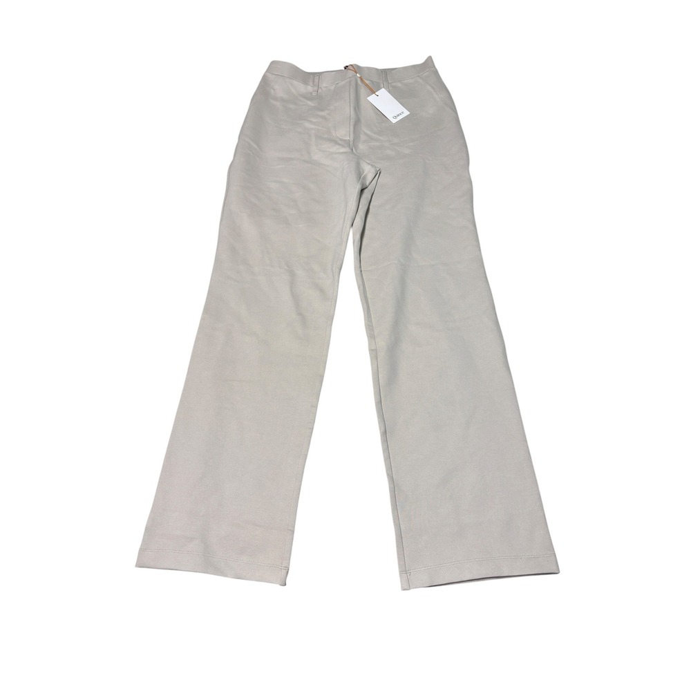 NWT Quince Ultra-Stretch Ponte Straight Leg Pants Ecru Womens Size L W32 L32